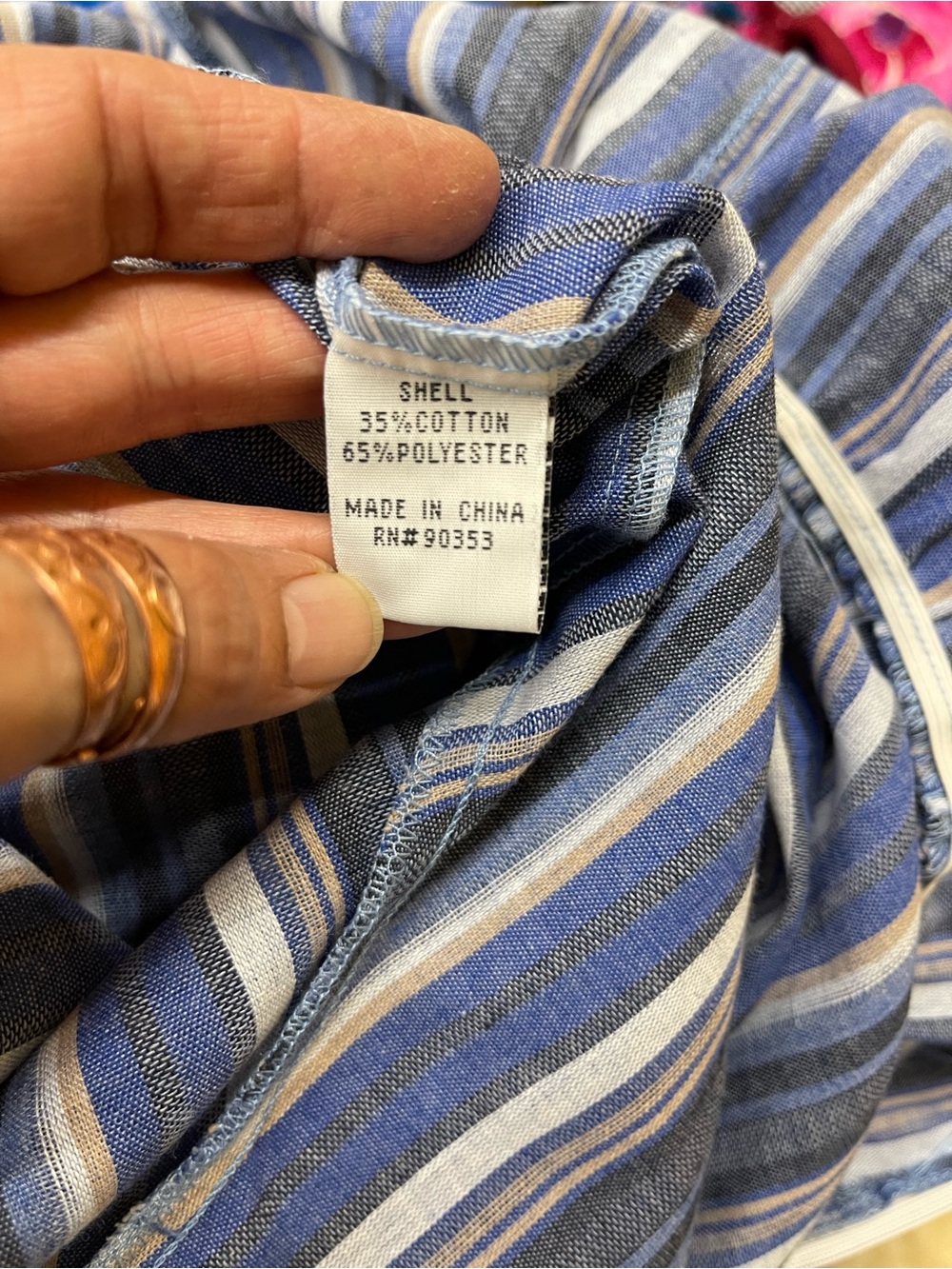 Avenue Blue Striped Tie Waist Linen-Like Cropped Wide Leg Jump Suit size 16 - Picture 7 of 7